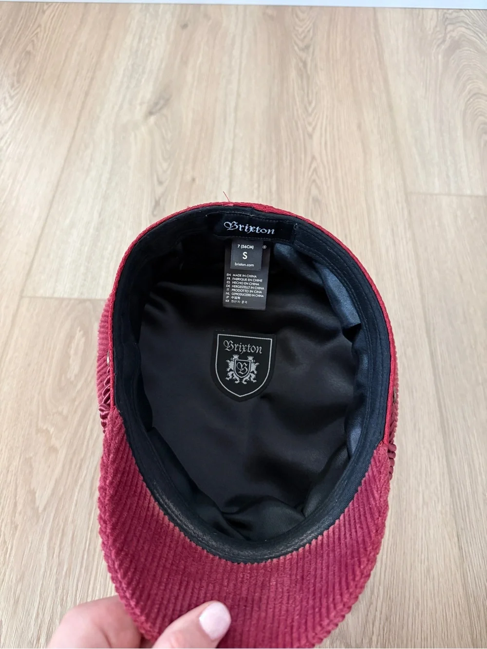 Brixton Corduroy Burgundy Baker Boy Cap